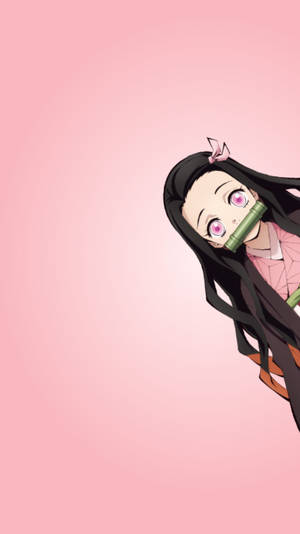 Nezuko Phone From The Side Wallpaper