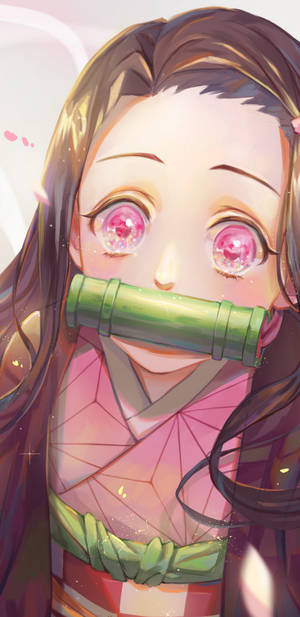 Nezuko Phone Golden Light Wallpaper