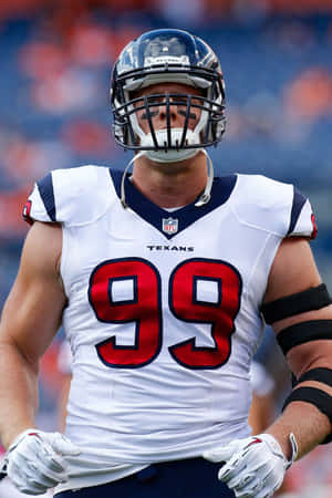 Nfl Star Jj Watt Showing Off His Signature Look Wallpaper