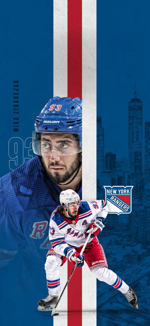 Nhl Mika Zibanejad New York Rangers Emblem Wallpaper