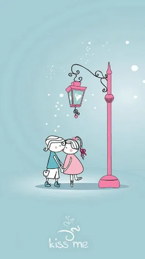 Nice Cartoon Of Cute Couple Drawing Wallpaper