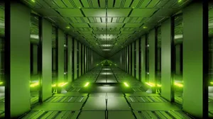 Nice Vibrant Green Corridor Wallpaper