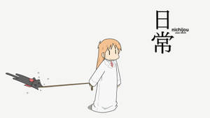 Nichijou Character Hakase Dragging Sakamoto Wallpaper