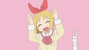 Nichijou Happy Haruna With Rabbit Wallpaper