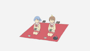 Nichijou Mio And Yuuko Picnic Wallpaper