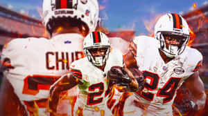 Nick Chubb Fire Action Shot Wallpaper