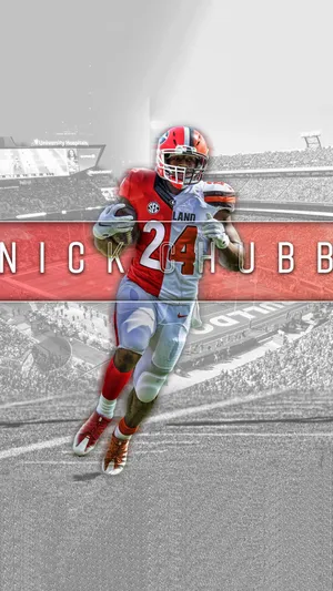 Nick Chubb Football Action Artwork Wallpaper