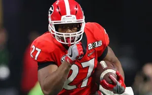 Nick Chubb Georgia Bulldogs Action Shot Wallpaper