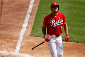 Nick Senzel In Action On The Baseball Field Wallpaper