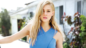 Nicola Peltz Blue Dress Outdoor Portrait Wallpaper