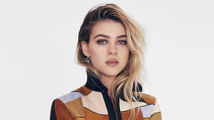 Nicola Peltz Portrait Geometric Outfit Wallpaper