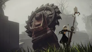 Nier Automata 2b And Wheel Wallpaper