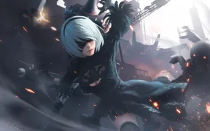 Nier: Automata 2b In Fight Mode Wallpaper