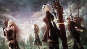 Nier Automata Protagonists: 2b, 9s And The Commander Wallpaper