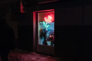 Night Aesthetic Rose Neon Sign Wallpaper