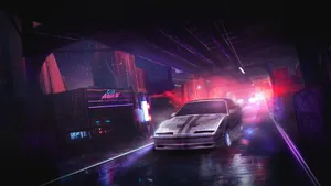 Night Anime Car Chase Wallpaper