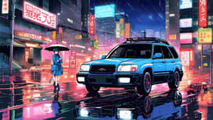 Night Anime Car Scene Wallpaper