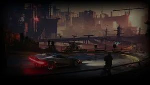 Night Anime Car Scene Wallpaper