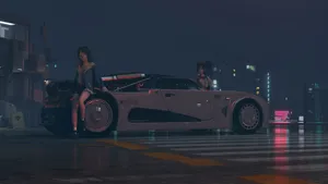 Night Anime Car Scene Wallpaper