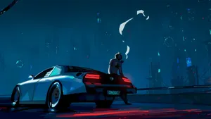 Night Anime Car Scene Wallpaper