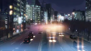 Night Anime Car Scene Wallpaper