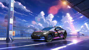 Night Anime Car Scene Wallpaper