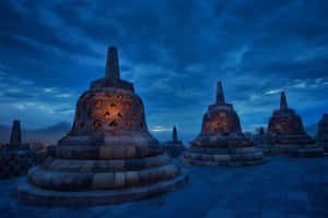 Night Photo Of Borobudur Temple Wallpaper