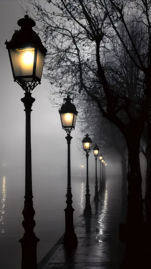 Night Street Lamps Shot Wallpaper
