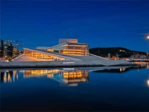 Night View Of Oslo Opera House Wallpaper
