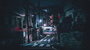 Nighttime City Alley Aesthetic Wallpaper