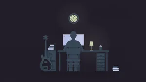 Nighttime Developer Workspace Wallpaper