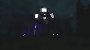 Nighttime Forest Giant Robot Wallpaper