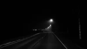 Nighttime Road Lights4 K B W Wallpaper