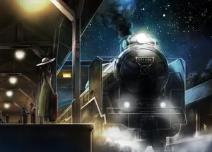 Nighttime Steam Train Arrival Wallpaper