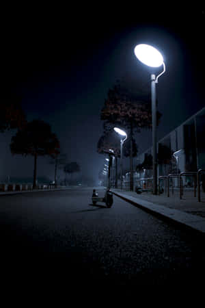 Nighttime Street Lights Dark Atmosphere Wallpaper