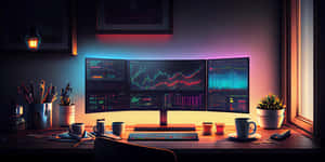 Nighttime Trading Station Setup Wallpaper