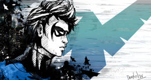 Nightwing Digital Sketch Art Wallpaper