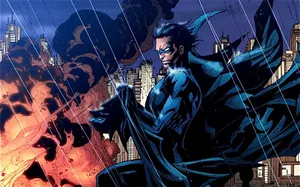 Nightwing With Fire Art Wallpaper