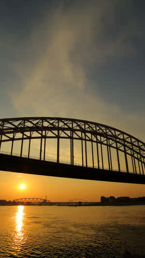 Nijmegen Bridge Sunset Silhouette Wallpaper