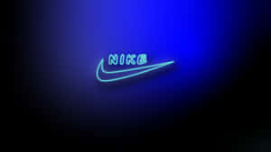 Nike Logo On A Blue Background Wallpaper