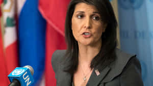 Nikki Haley Delivering A Speech Wallpaper