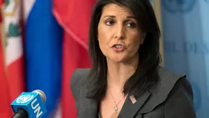 Nikki Haley Delivering A Speech Wallpaper