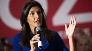 Nikki Haley Gazing Seriously Into The Distance Wallpaper