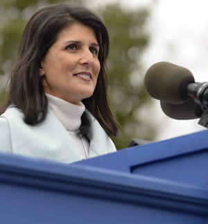 Nikki Haley In A White Turtleneck Wallpaper