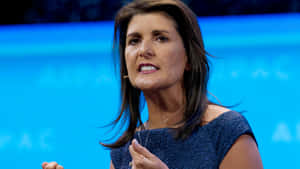 Nikki Haley In Elegant Blue Outfit Wallpaper