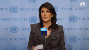 Nikki Haley Speaking To The Public Wallpaper