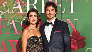 Nikki Reed And Ian Somerhalder Red Carpet Awards Wallpaper