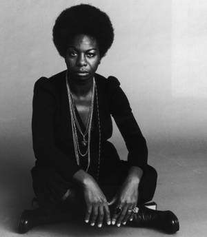 Nina Simone Portrait Serious Look Wallpaper