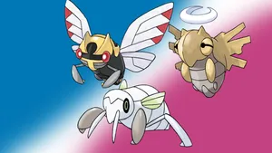 Nincada, Ninjask, And Shedinja Gradient Background Wallpaper