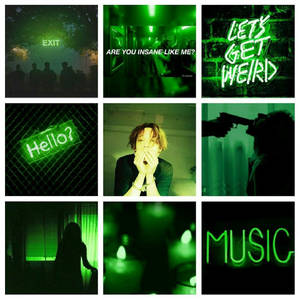 Nine Grid Collage Neon Green Aesthetic Wallpaper